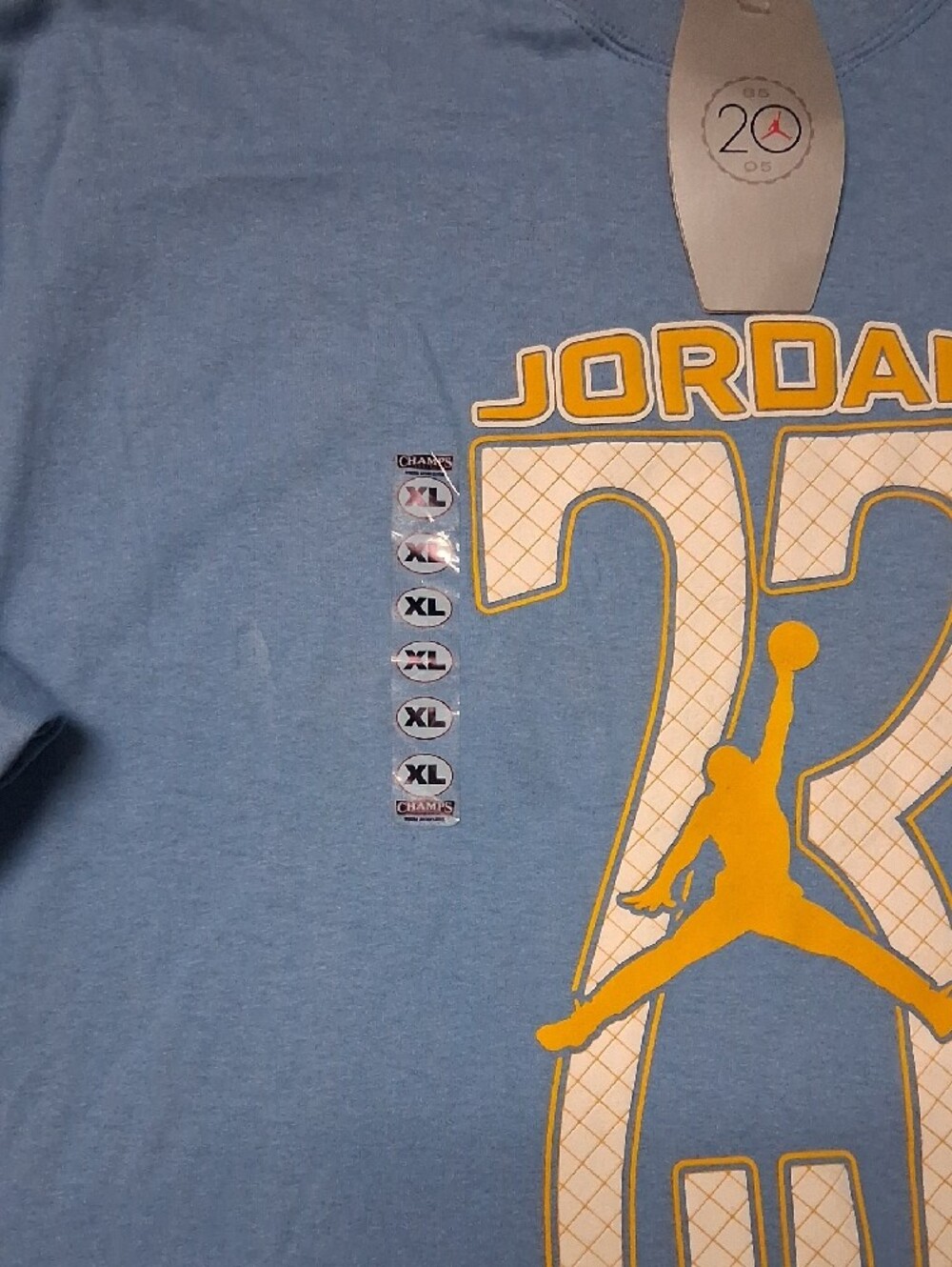 Jordan Men’s Light Blue Short Sleeve Tee with Yellow Graphic - Picture 3 of 5